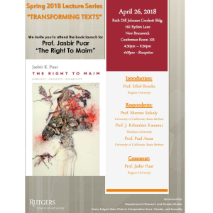 The Right to Maim Book Launch with Jasbir Puar